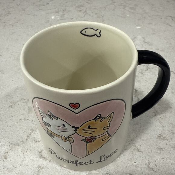 PURRRFECT LOVE Hand Painted Cats 17oz Ceramic Mug Cup SPECTRUM DESIGNZ Cat - Picture 2 of 8